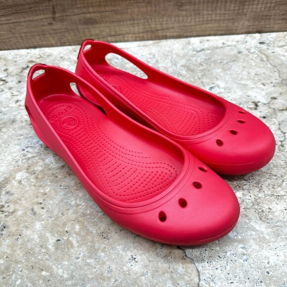 Crocs Shoes Womens Size 11 Pink Kadee Ballet Flats Slip On Lightweight Comfort - Picture 1 of 9